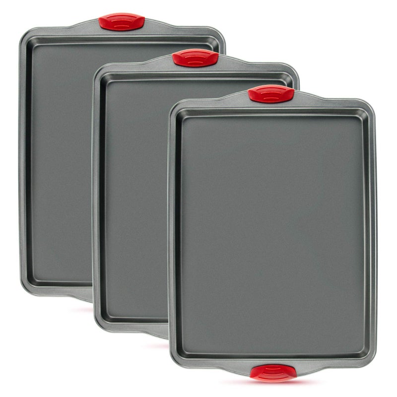 Boxiki Kitchen Premium Nonstick Baking Sheet Pans â€“ Set of 3, Heavy-Gauge Carbon Steel, Warp, Dent, and Rust-Resistant â€“ Gourmet Rimmed Half Cookie Sheet Trays, Non-Toxic for Exceptional Baking Performance - Image 1